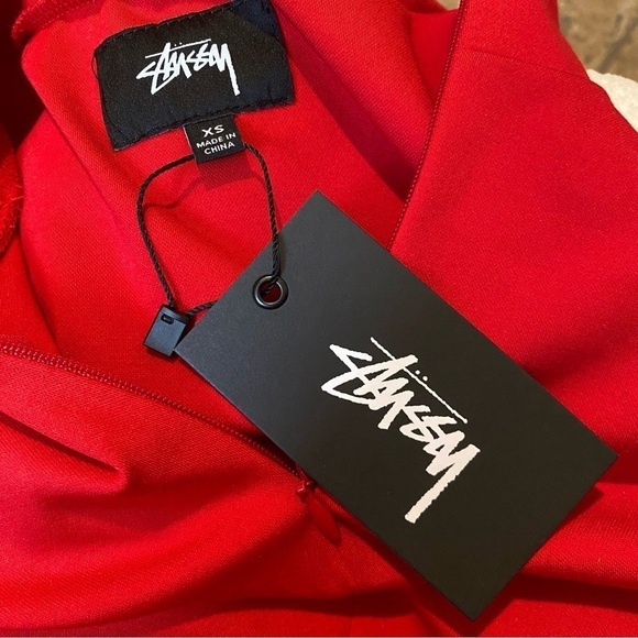 NWT~STUSSY Women Red Britton Solid Interlock Ls Tee Size XS-Rare - Picture 6 of 9